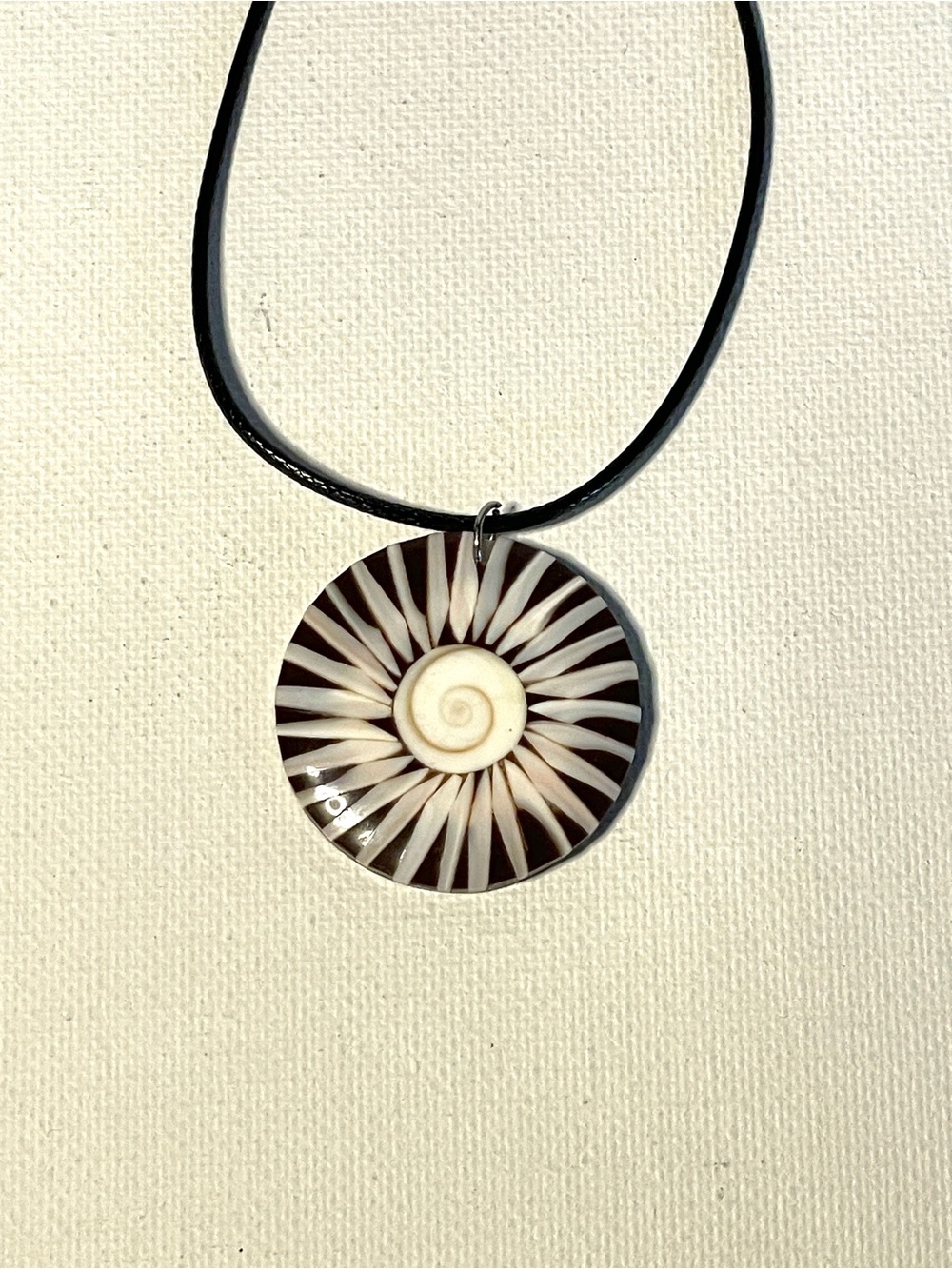 Brown and Cream Spiral Shell Pendant Necklace Ocean Sea Mermaid